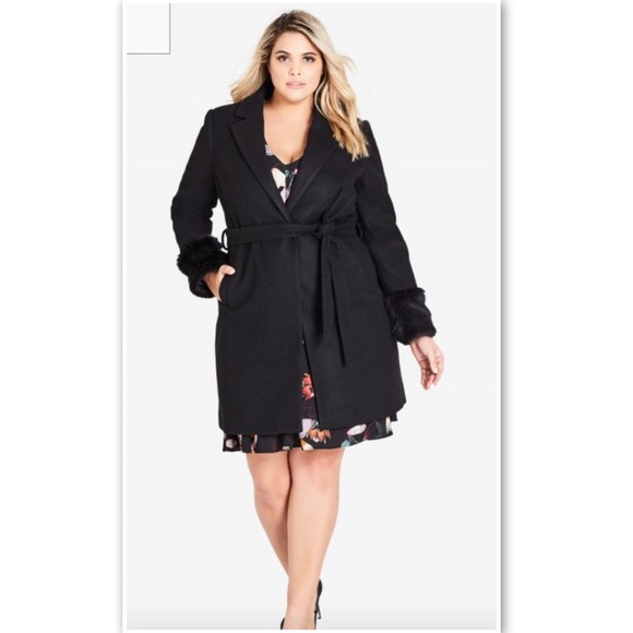 City Chic Jackets & Blazers - City Chic Faux Fur Wool Blend Coat 3X FLAW